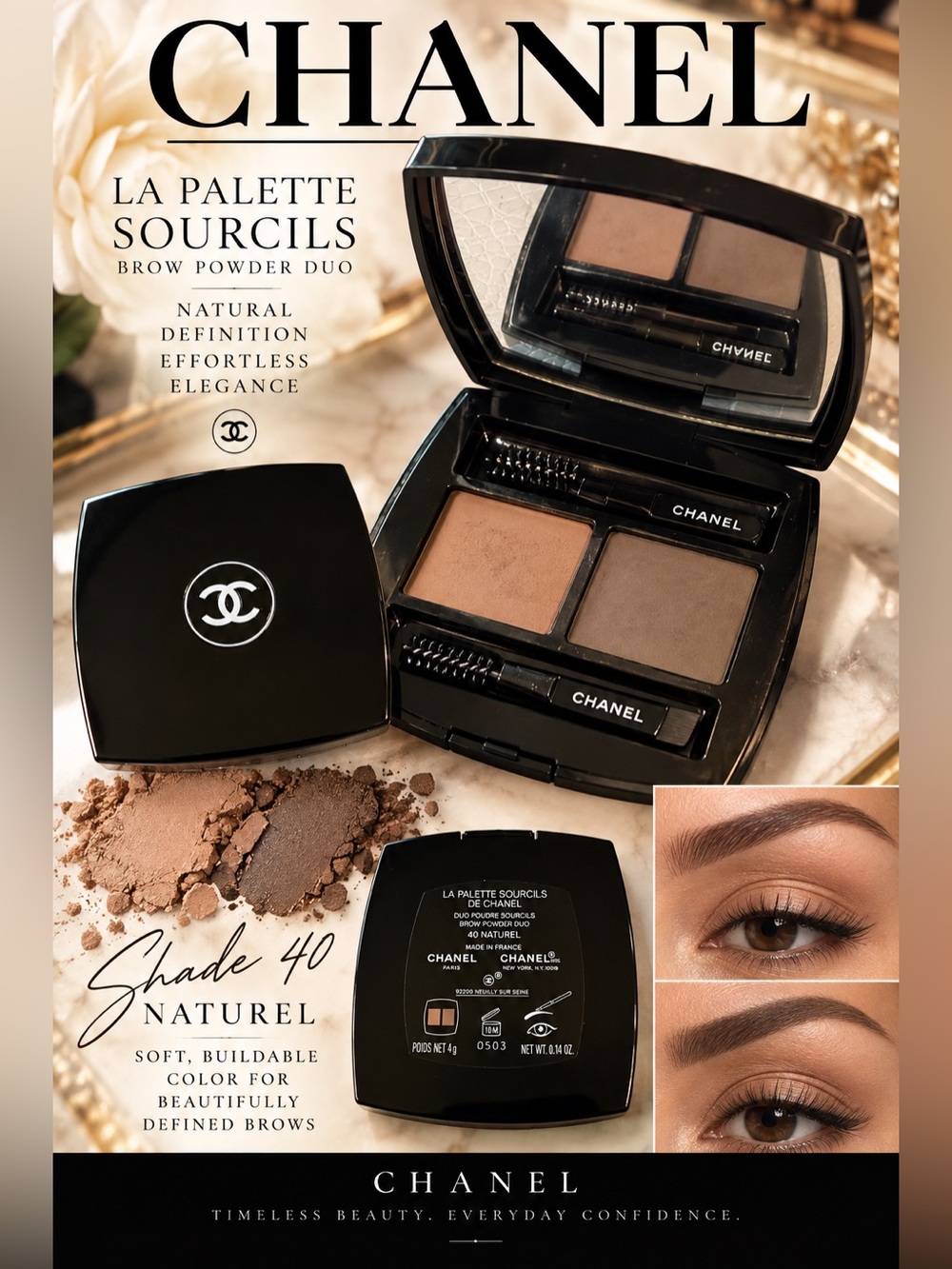 CHANEL Brow Powder Duo β Warm Brown & Taupe Shades
